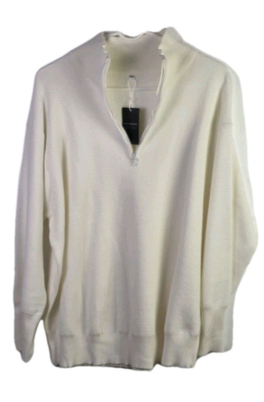 NWT Deepself Women's XL White Oversized Shoulder Sweater